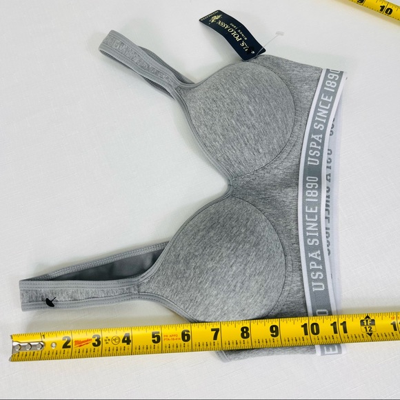 U.S. POLO ASSN. intimates Sports bra GREY WHITE Sporty bra formed cups NEW M - Picture 4 of 8